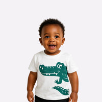 t-shirt bébé garçon fille enfant nounababy Dakar Senegal blanc vert crocodille