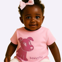 t-shirt bébé garçon fille enfant nounababy Dakar Senegal rose clair chien