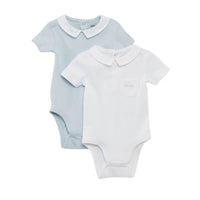 lot de 2 body bébé fille col Claudine bleu banc brodé nounababy dakar senegal