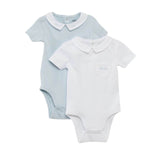 lot de 2 body bébé fille col Claudine bleu banc brodé nounababy dakar senegal