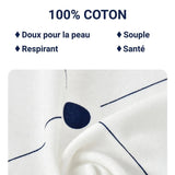 Pack cadeau naissance bébé 25 pièces bleu marine et blanc en coton 100% doux, idéal pour le climat chaud de Dakar – vêtements, accessoires et couverture emmaillotage inclus, parfait pour offrir à des parents au Sénégal.