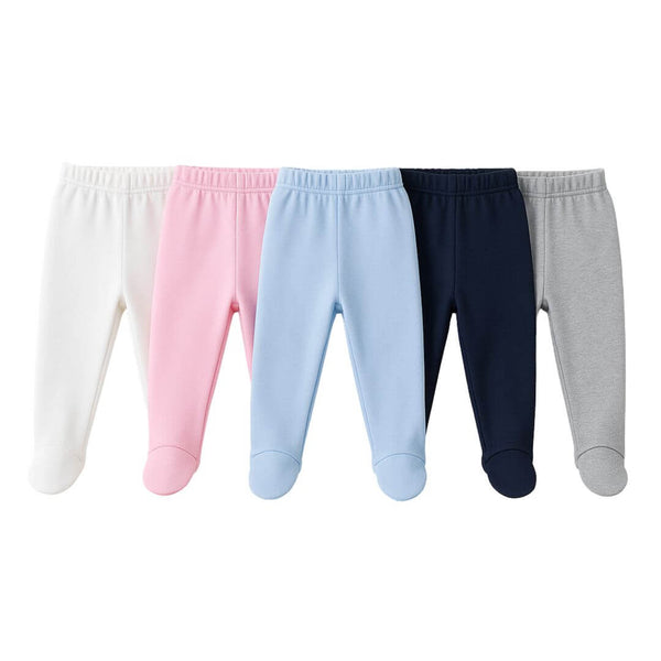 Pantalon bébé avec pieds en coton gris, rose, blanc, bleu, marine taille 3,6,12,18 mois – disponible à Dakar, Sénégal  
