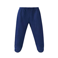 ALT : Pantalon bébé avec pieds en coton bleu marine, taille 6 mois – disponible à Dakar, Sénégal  
