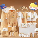 Set naissance bébé 26 pièces mixte beige Cute Angel, vêtements coton, couverture à capuche, coussin, bavoirs – disponible à Dakar.