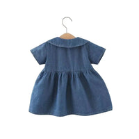 Robe été bébé fille avec col à sequins dorés bleu – disponible à Dakar