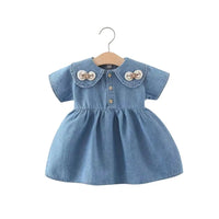 Robe en denim clair pour petite fille, style coréen – boutique NounaBaby
