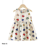 Robe fille blanche à cœurs multicolores – Idéale pour été – Boutique enfant Sénégal