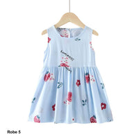 Robe bleue motif lapins et fraises – Style kawaii – NounaBaby Sénégal