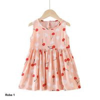 Robe fille été en coton motif cerises et cœurs – NounaBaby Dakar Sénégal