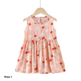 Robe fille été en coton motif cerises et cœurs – NounaBaby Dakar Sénégal