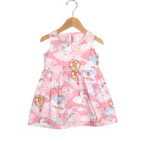 Robe fille motif licorne rose 100% coton – boutique enfant Dakar