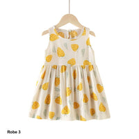 Robe fille crème avec fraises jaunes – Coton doux – Mode enfant Dakar Sénégal