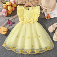 Robe d'été fête pour fille 3 à 4 ans en jaune pastel – NounaBaby Dakar