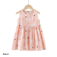 Robe rose motif baleines et étoiles de mer – Coton pour fille – Dakar Sénégal