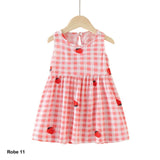 Robe fille vichy rose à fraises – 100% coton – Confort et fraîcheur à Dakar