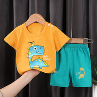 Ensemble "Dino Hello" orange et vert turquoise, nounababy Dakar Sénégal