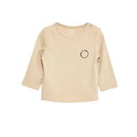 T-shirt basique beige manches longues pour bébé avec ouverture boutonnée épaule NounaBaby.