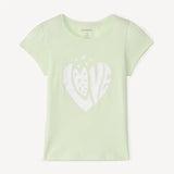 T-shirt enfant fille vert menthe print cœur pailleté – boutique bébé NounaBaby Dakar