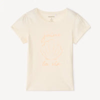 T-shirt fille beige "j'aime la vie" print pailleté coton – vêtement enfant Sénégal NounaBaby
