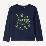 T-shirt garçon bleu skater pack coton – Mode enfant Dakar