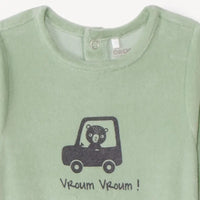 Motif voiture ourson "Vroum Vroum" sur dors-bien bébé